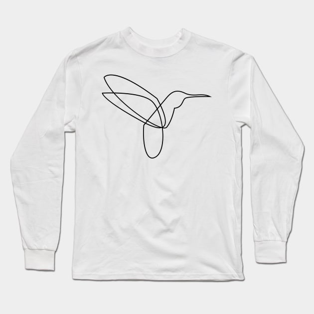 Colibri - single line bird art Long Sleeve T-Shirt by addillum